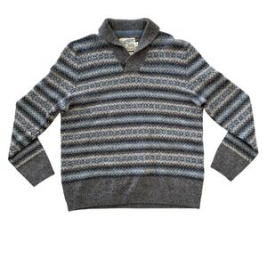 Grayers Outdoor Garments XL Lambswool Gray‎ Striped Shawl Collar Men's Sweater